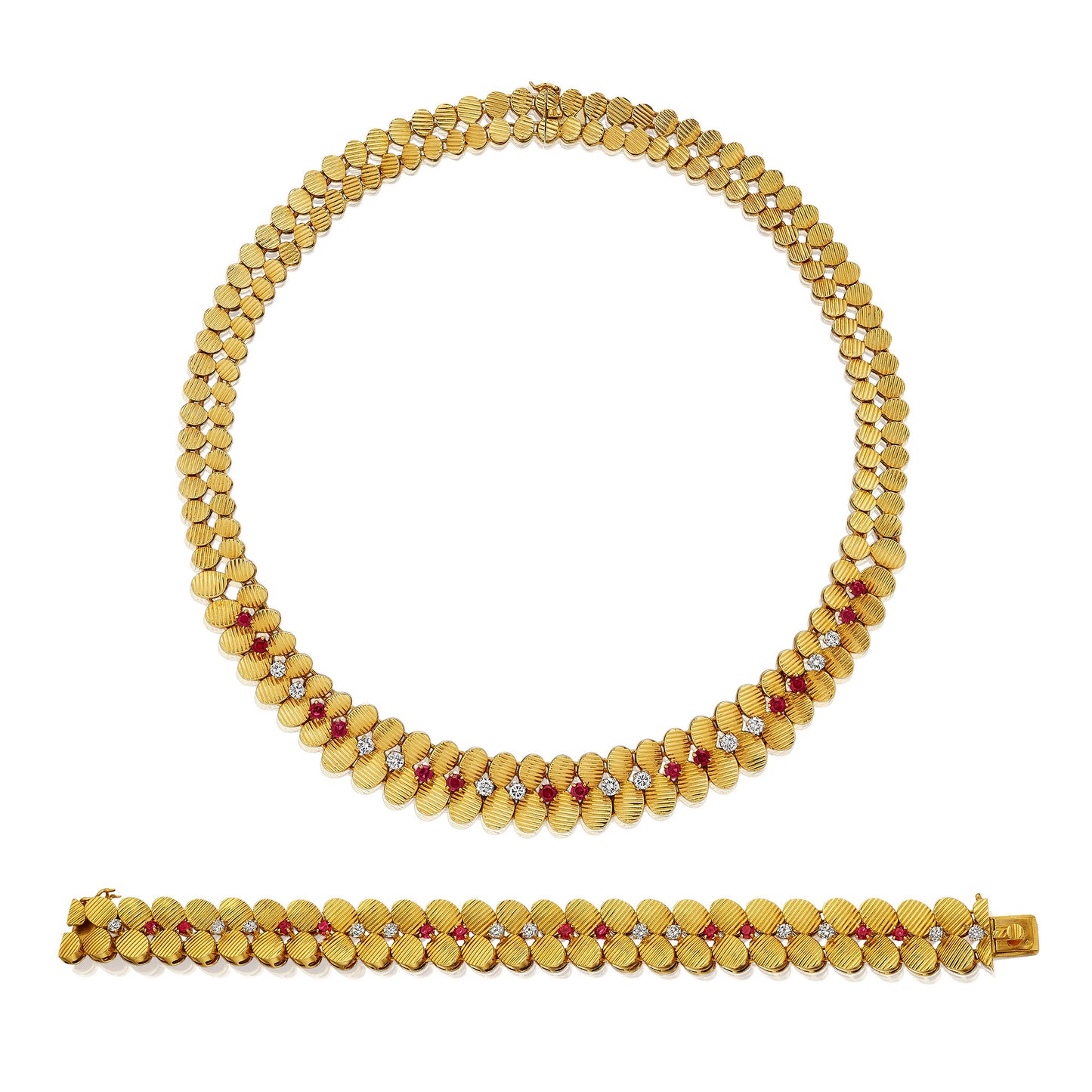 Macklowe Gallery Péry et Fils Mid-Century Ruby and Diamond Suite 