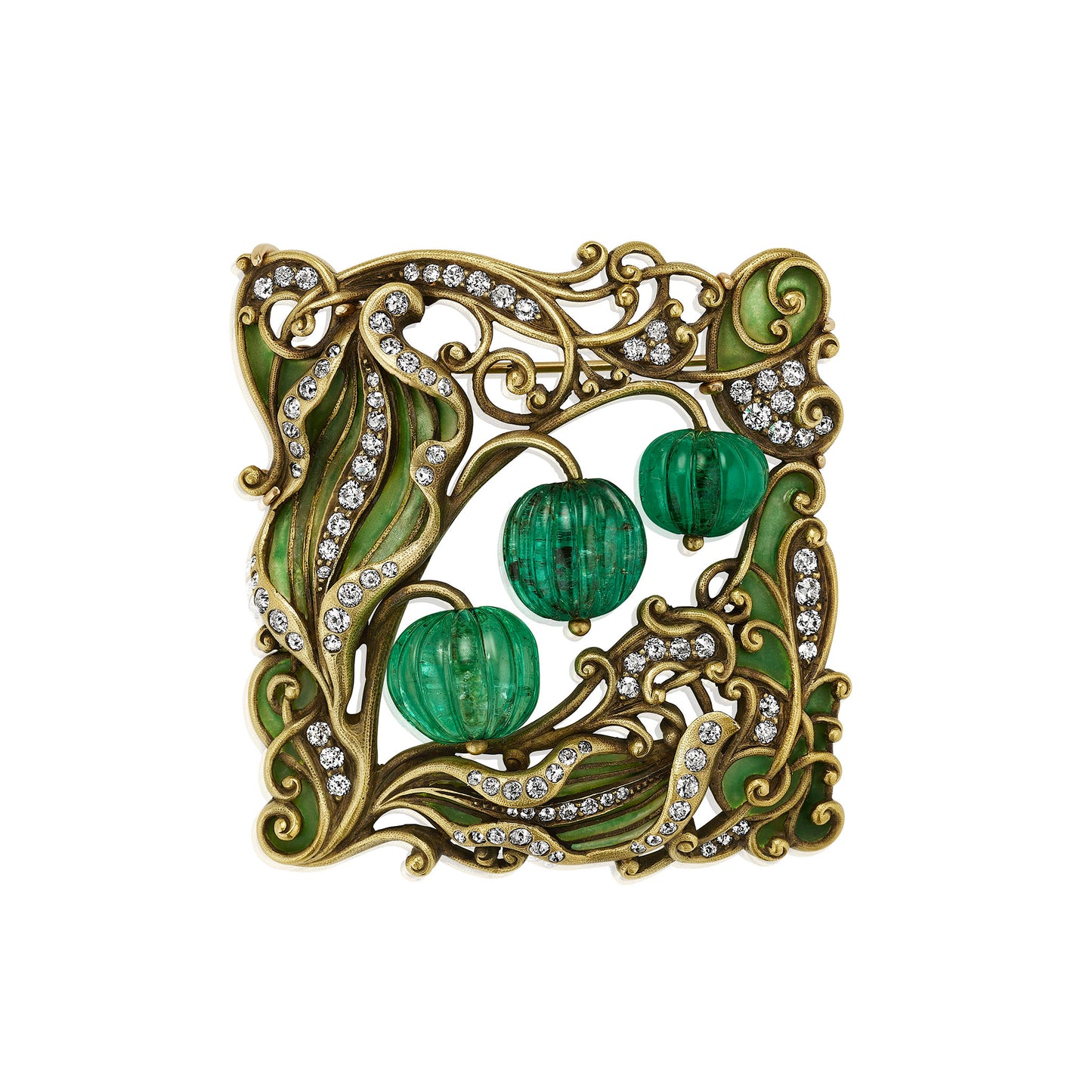 Macklowe Gallery Marcus & Co. Art Nouveau Emerald and Diamond Plaque