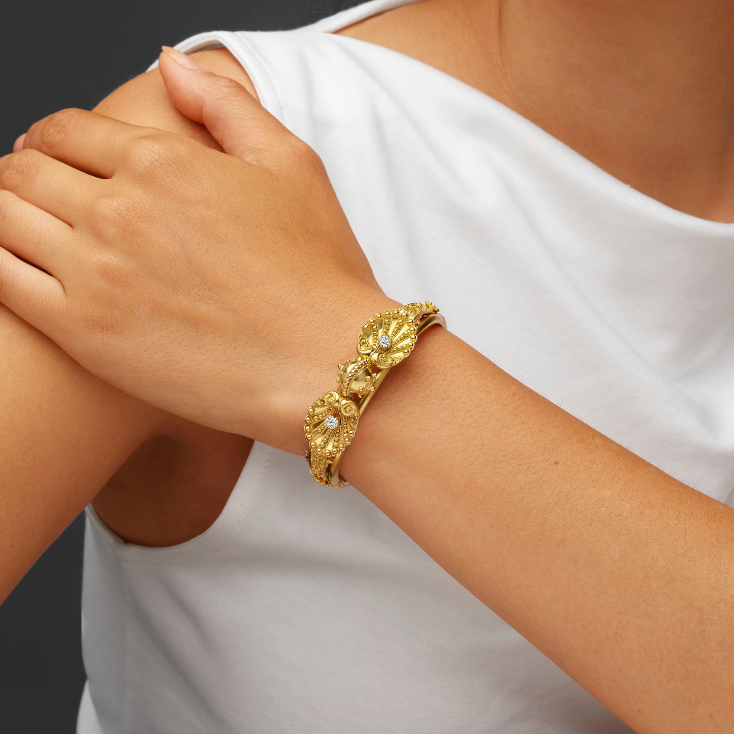Macklowe Gallery Antique 18K Gold Bangle Bracelet