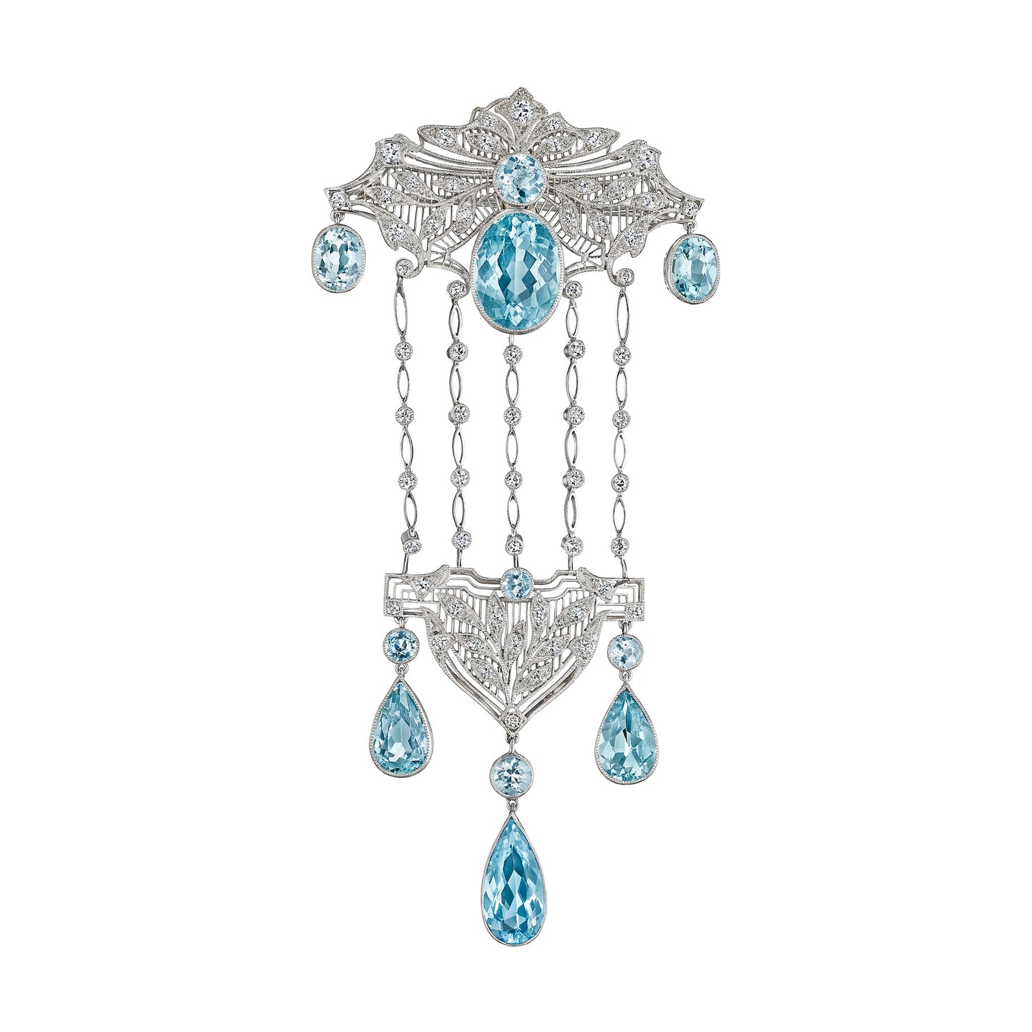 Macklowe Gallery Edwardian Aquamarine Pendant Brooch
