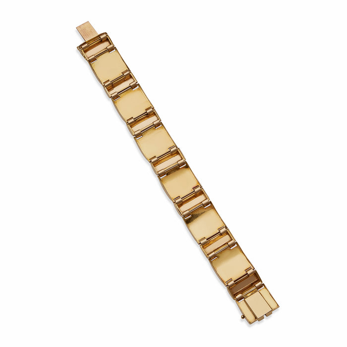 Macklowe Gallery French Retro Tank Track 18K Gold Bracelet