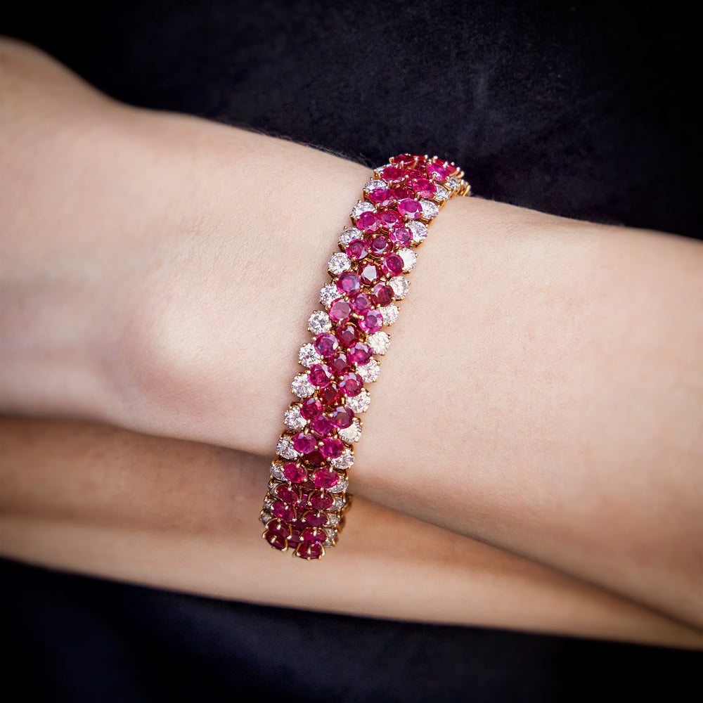 Macklowe Gallery Van Cleef & Arpels No-Heat Burma Ruby Bracelet