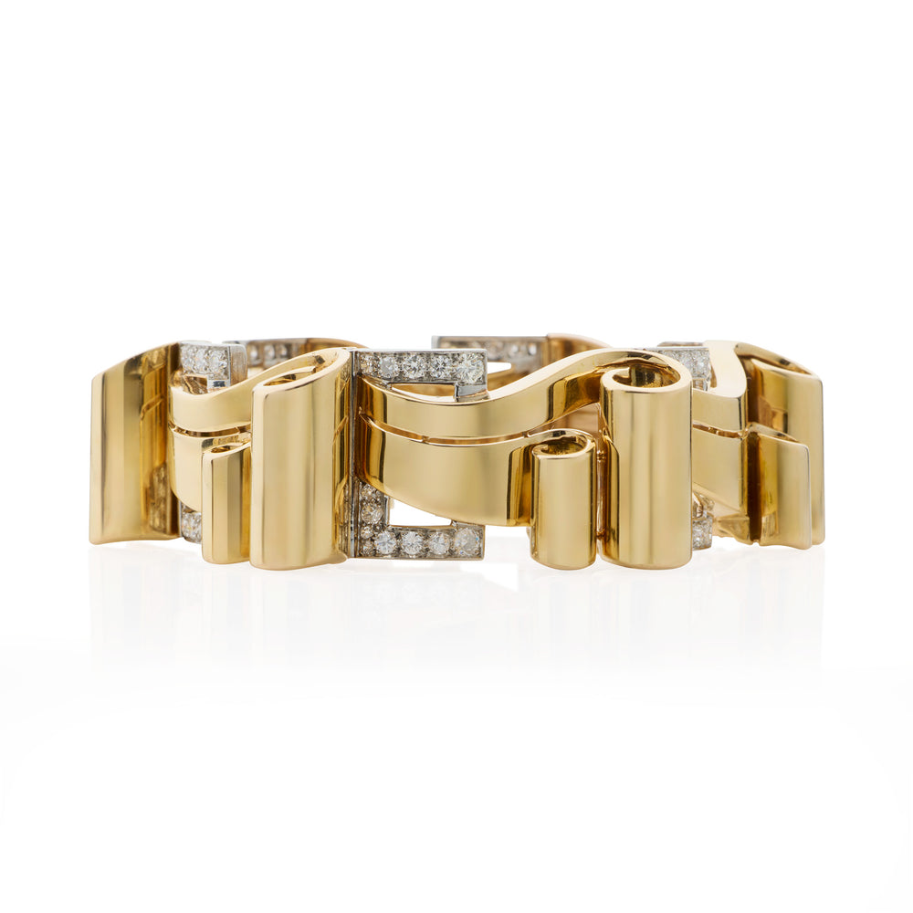 Macklowe Gallery Retro 18K Gold and Diamond Bracelet