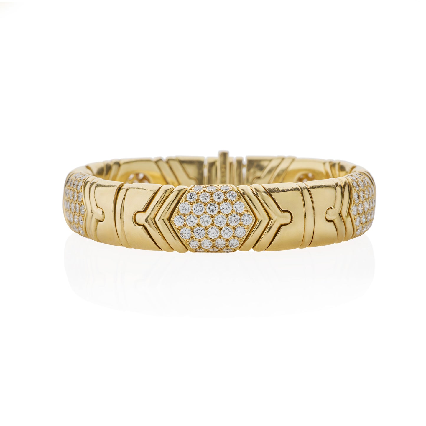 Macklowe Gallery Bulgari 18K Gold and Diamond "Parentesi" Bracelet