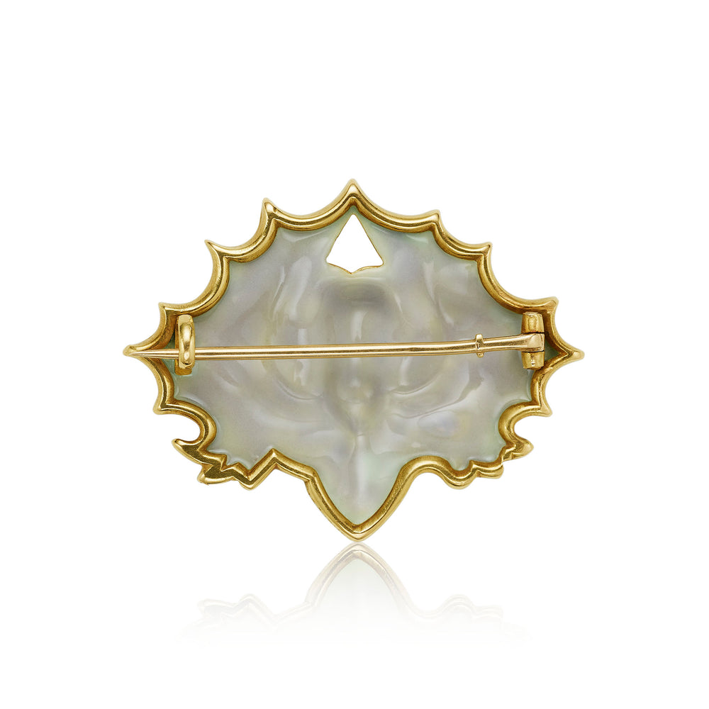 Macklowe Gallery René Lalique Art Nouveau 18K Gold and Enamel Bat Brooch