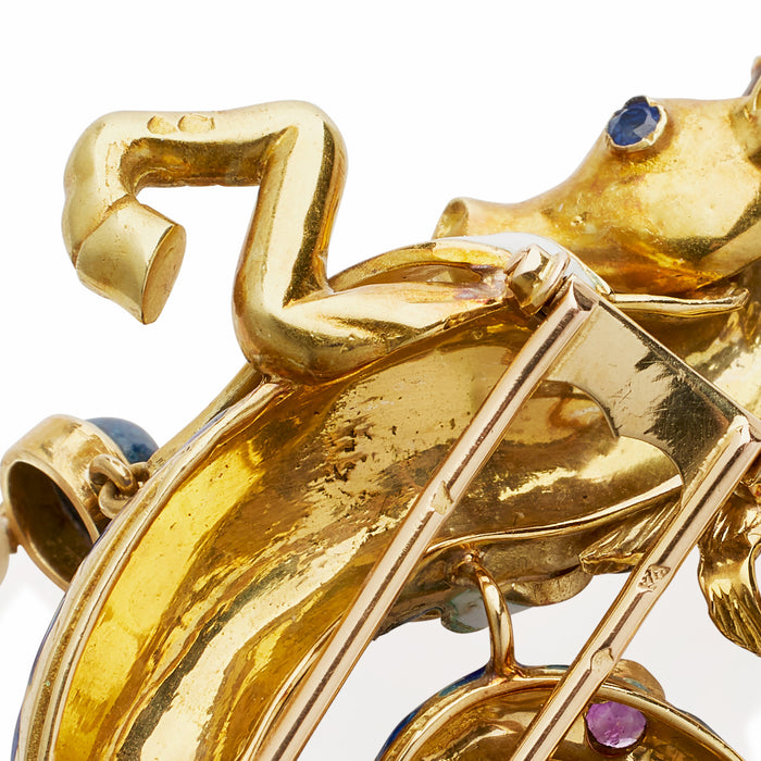 Macklowe Gallery French 1960s Enamel and Gem-set Sea Unicorn Brooch, Jean Thierry Bondt