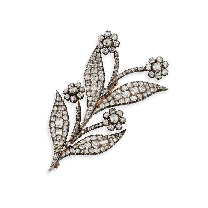 Macklowe Gallery Antique Diamond Flower Brooch