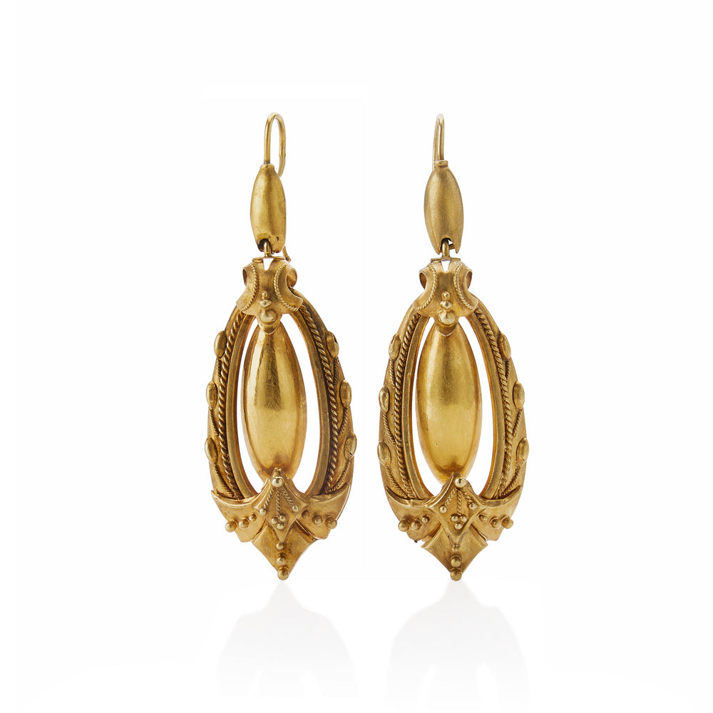 Macklowe Gallery Victorian 15K Gold Pendant Pendant Earrings