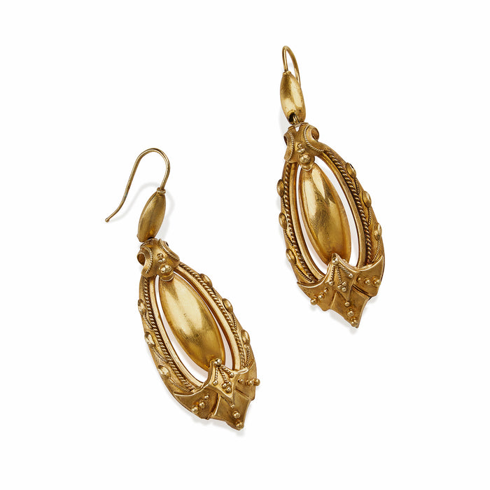 Macklowe Gallery Victorian 15K Gold Pendant Pendant Earrings