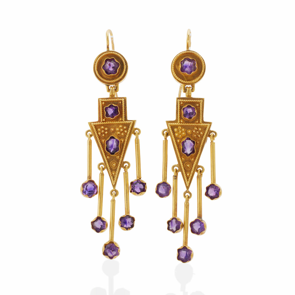 Macklowe Gallery Antique 1860s Amethyst Fringe Earrings