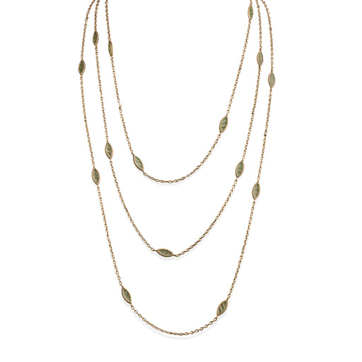 Macklowe Gallery French Art Nouveau 18K Gold and Plique-à-jour Enamel Longchain Necklace