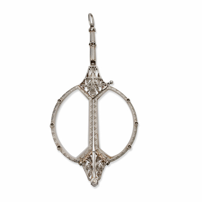 Macklowe Gallery Edwardian Platinum and Diamond Lorgnette Pendant