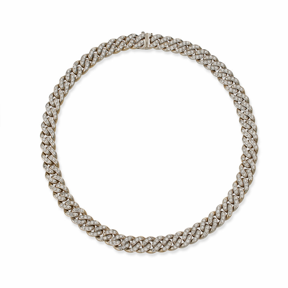 Macklowe Gallery Bulgari 18K White Gold and Diamond "Gourmette" Chain Necklace