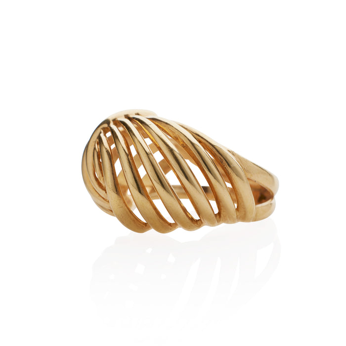 Macklowe Gallery French Retro 18K Gold Bombé Ring