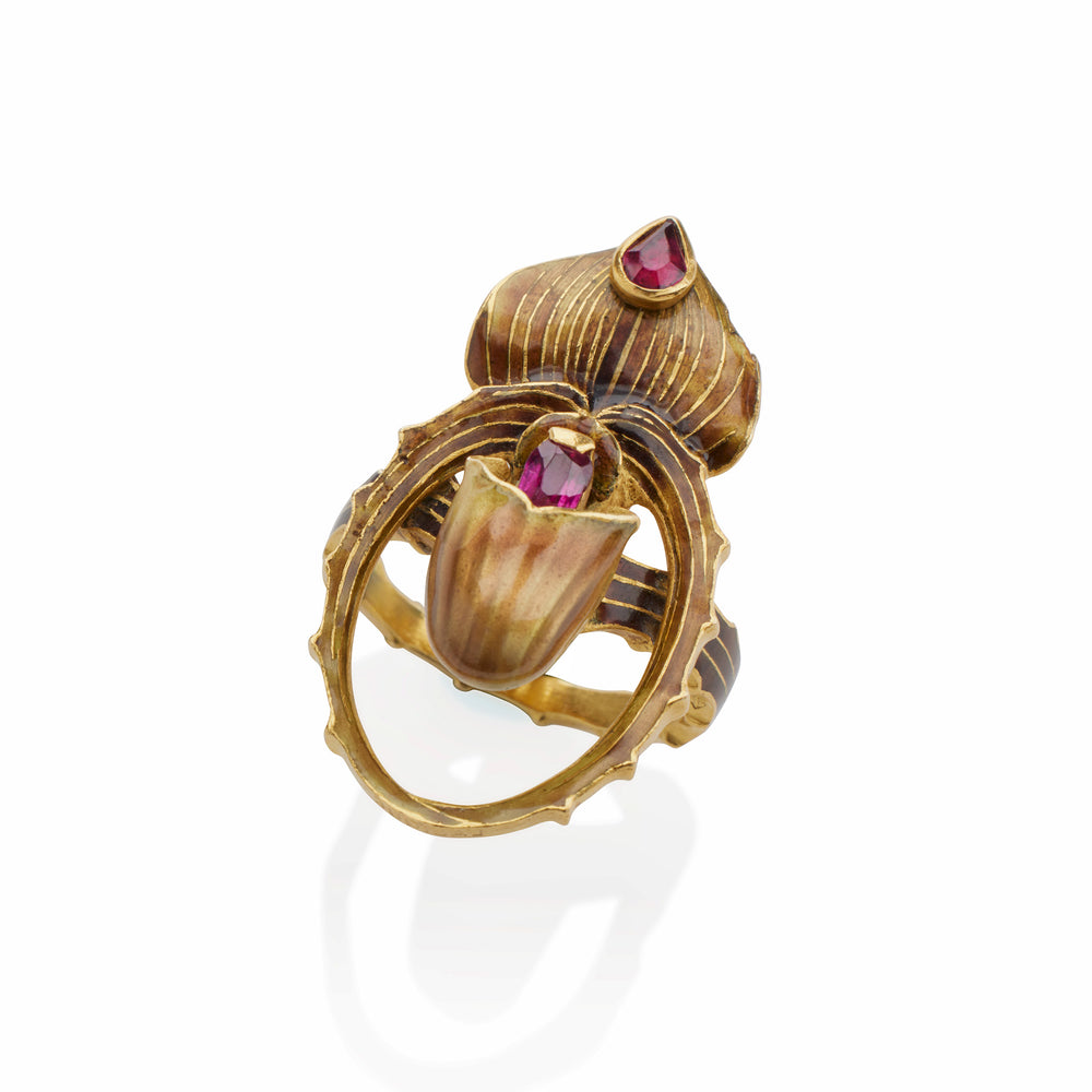 
                      
                        Macklowe Gallery René Lalique Lady's Slipper Orchid Ring
                      
                    