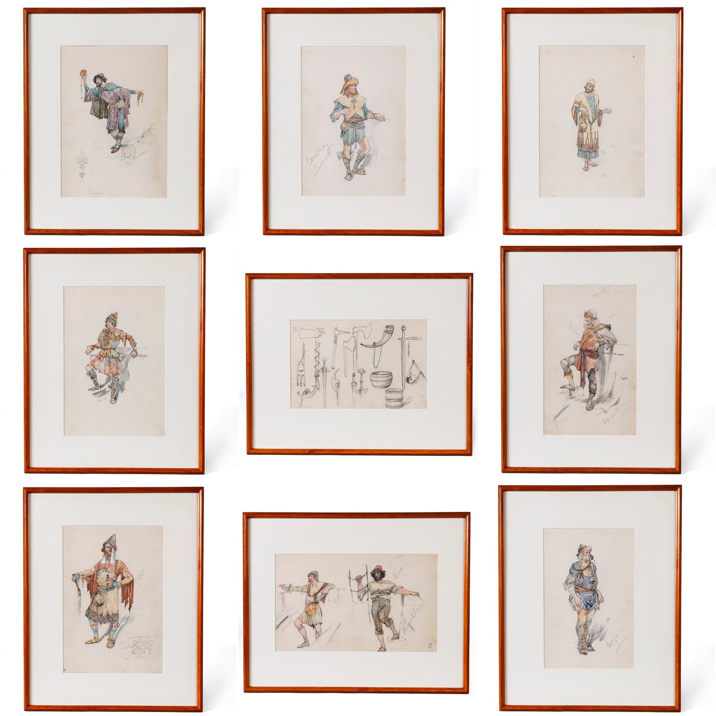Macklowe Gallery Alphonse Mucha Set of Nine "La Princess Lontaine" Watercolors