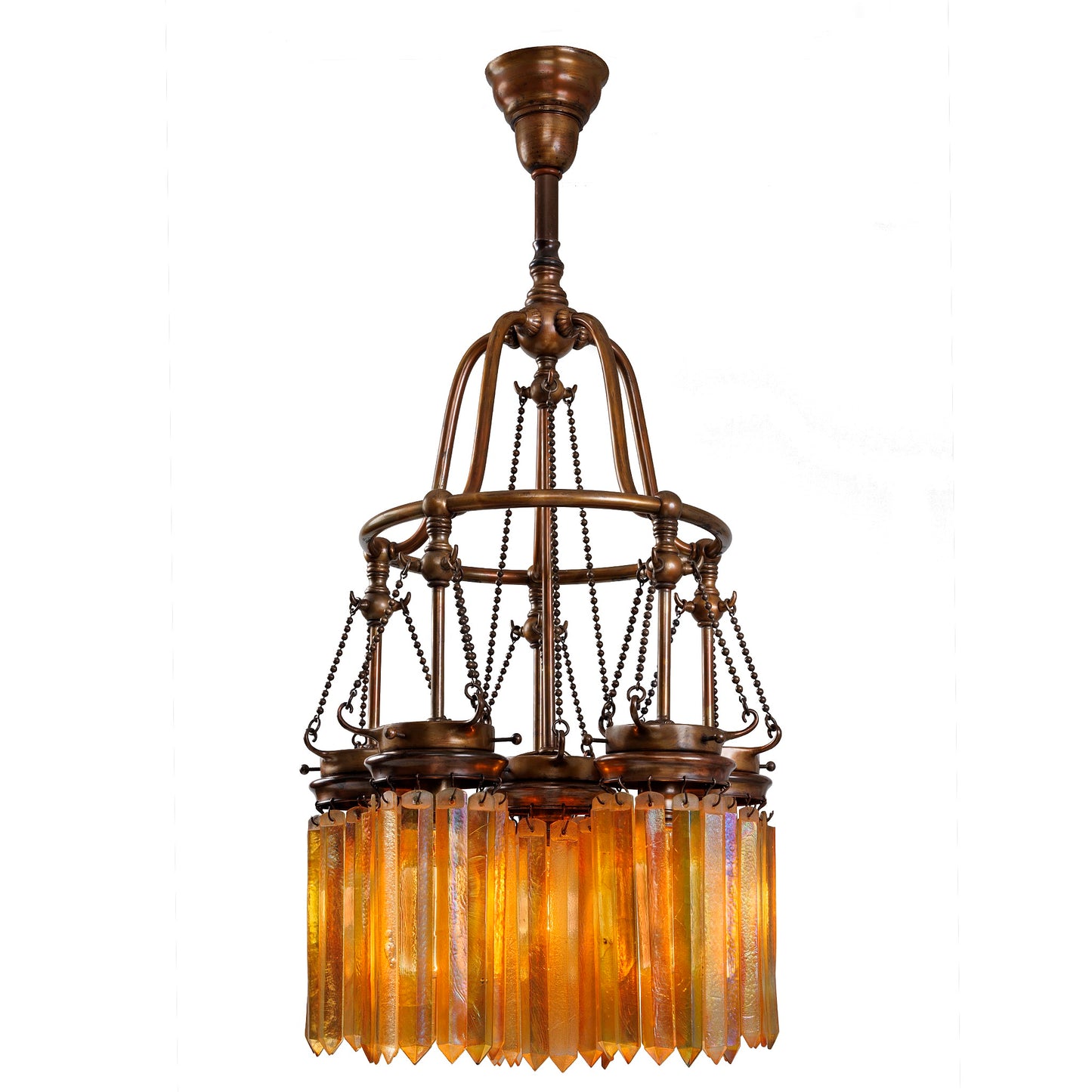 Macklowe Gallery Tiffany Studios New York Five-light "Prism" Chandelier