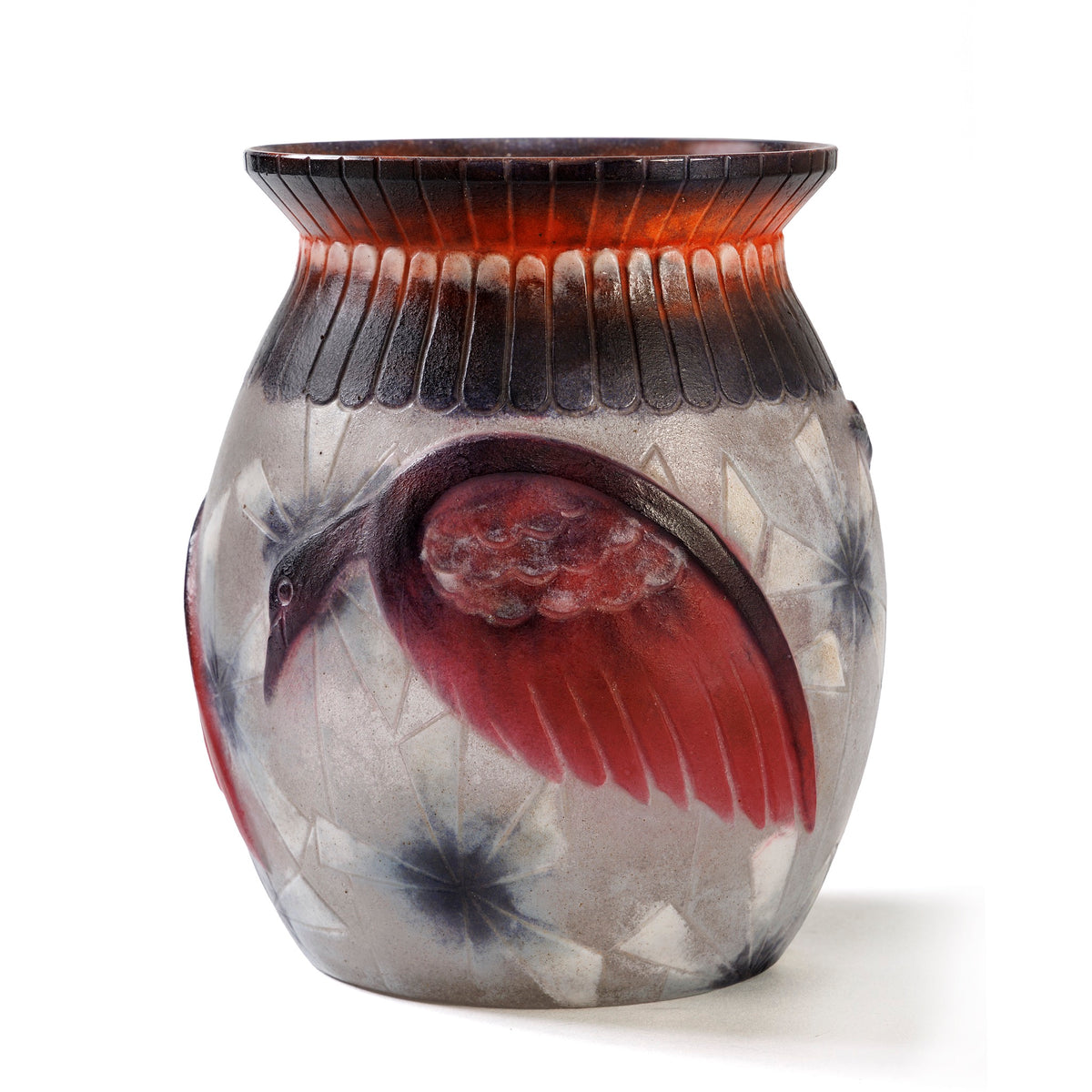 Macklowe Gallery Gabriel Argy-Rousseau "Oiseaux exotiques" Pate-de-verre Glass Vase