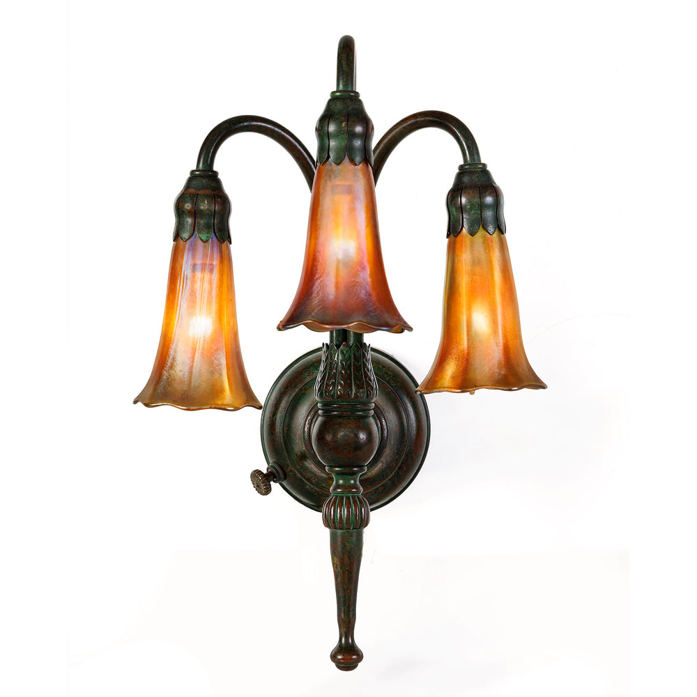 
                      
                        Macklowe Gallery Tiffany Studios New York Pair of "Three-Light Lily" Sconces. 
                      
                    