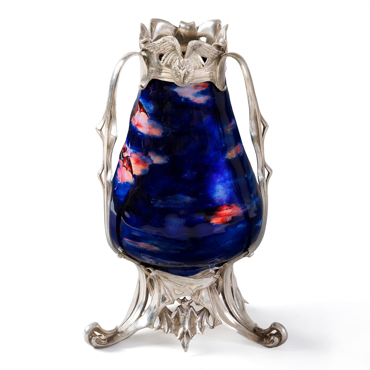 Macklowe Gallery Philippe Wolfers "Night" Silver Enamel Vase