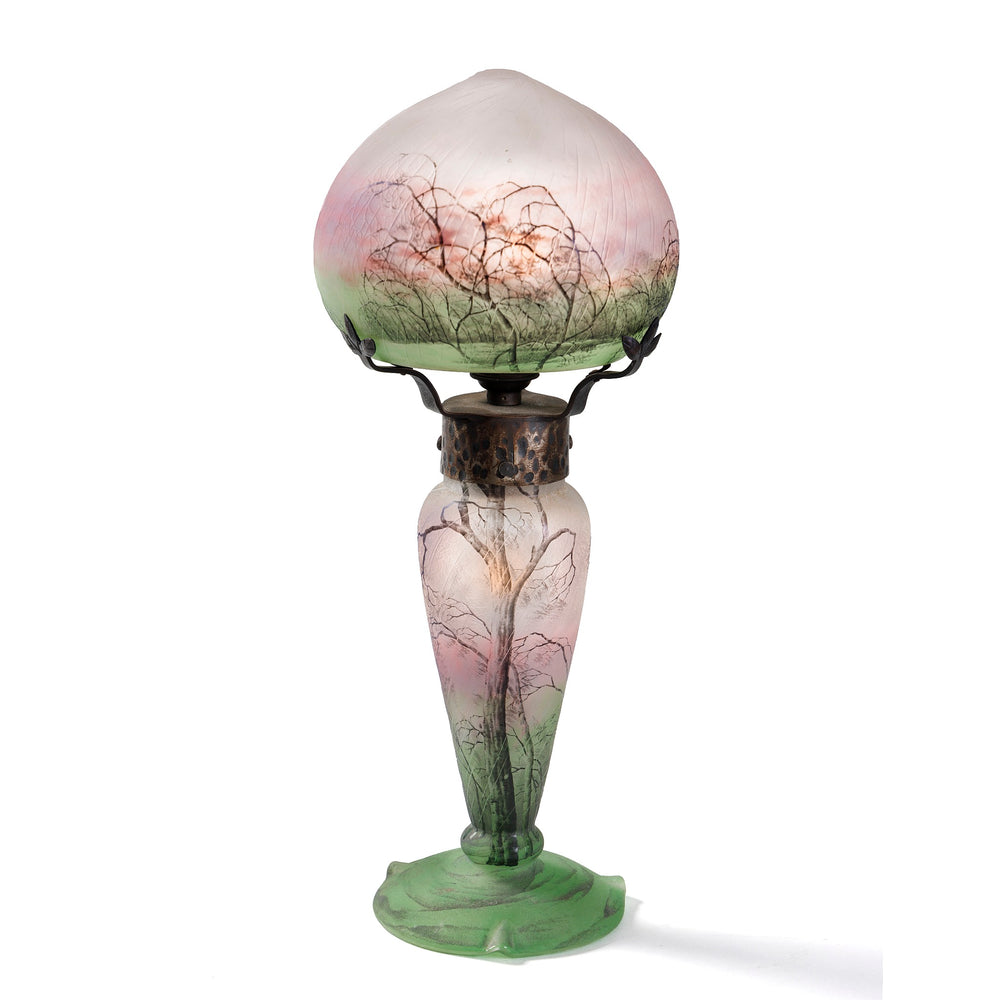 Macklowe Gallery Daum Nancy “Rain Scene” Cameo Glass Table Lamp