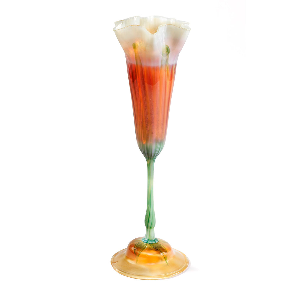 Macklowe Gallery Tiffany Studios New York Ruffled Rim Flower Form Glass Vase