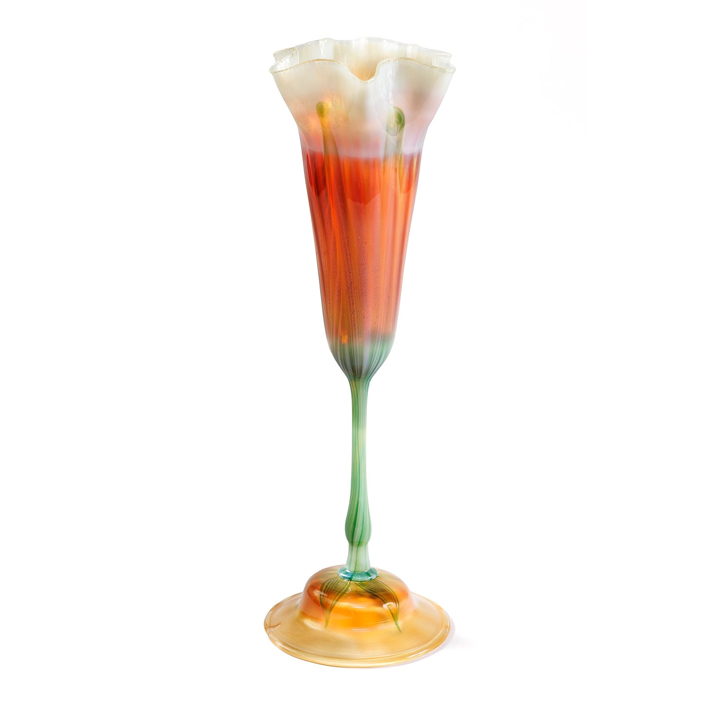 Macklowe Gallery Tiffany Studios New York Ruffled Rim Flower Form Glass Vase