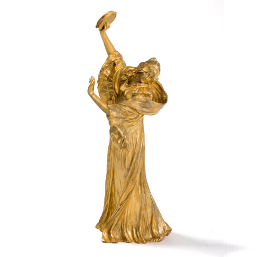 Macklowe Gallery Agathon Léonard "Danseuse Tambourin à Droite" Gilt Bronze Sculpture