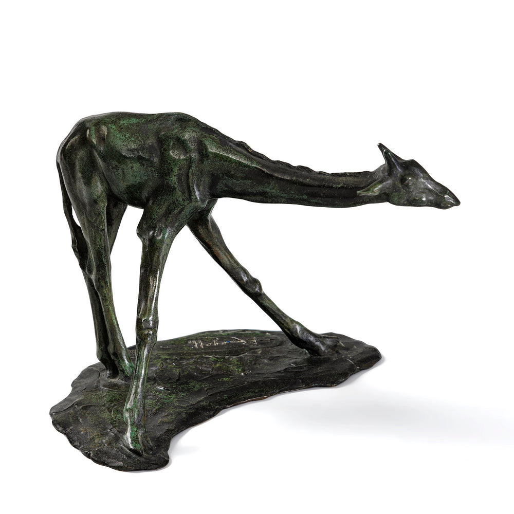 
                      
                        Macklowe Gallery Rembrandt Bugatti "Giraffe Drinking (Girafe en train de boire)" Bronze Sculpture
                      
                    