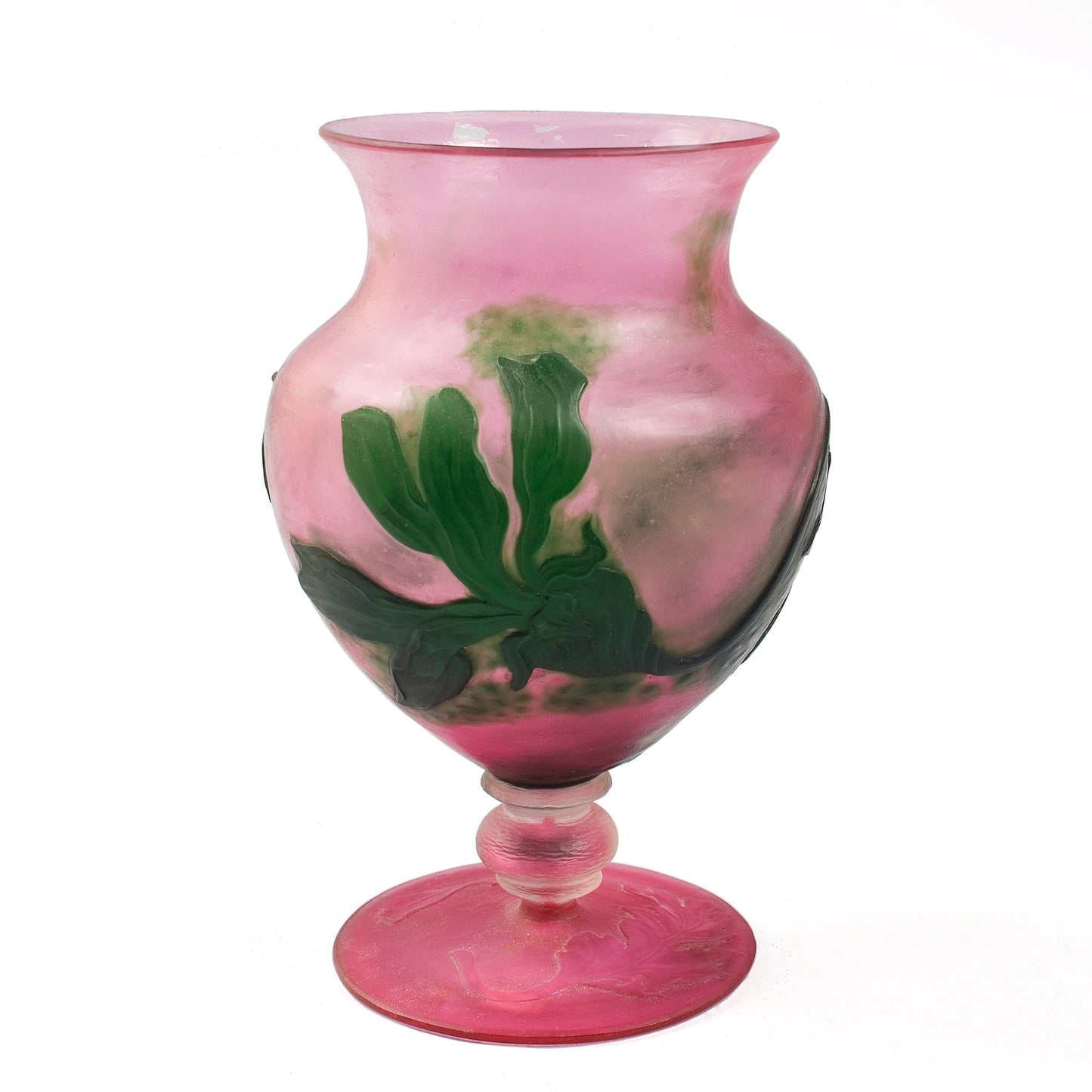 Macklowe Gallery Daum Nancy Wheel-Carved Floral Cameo Glass Vase 