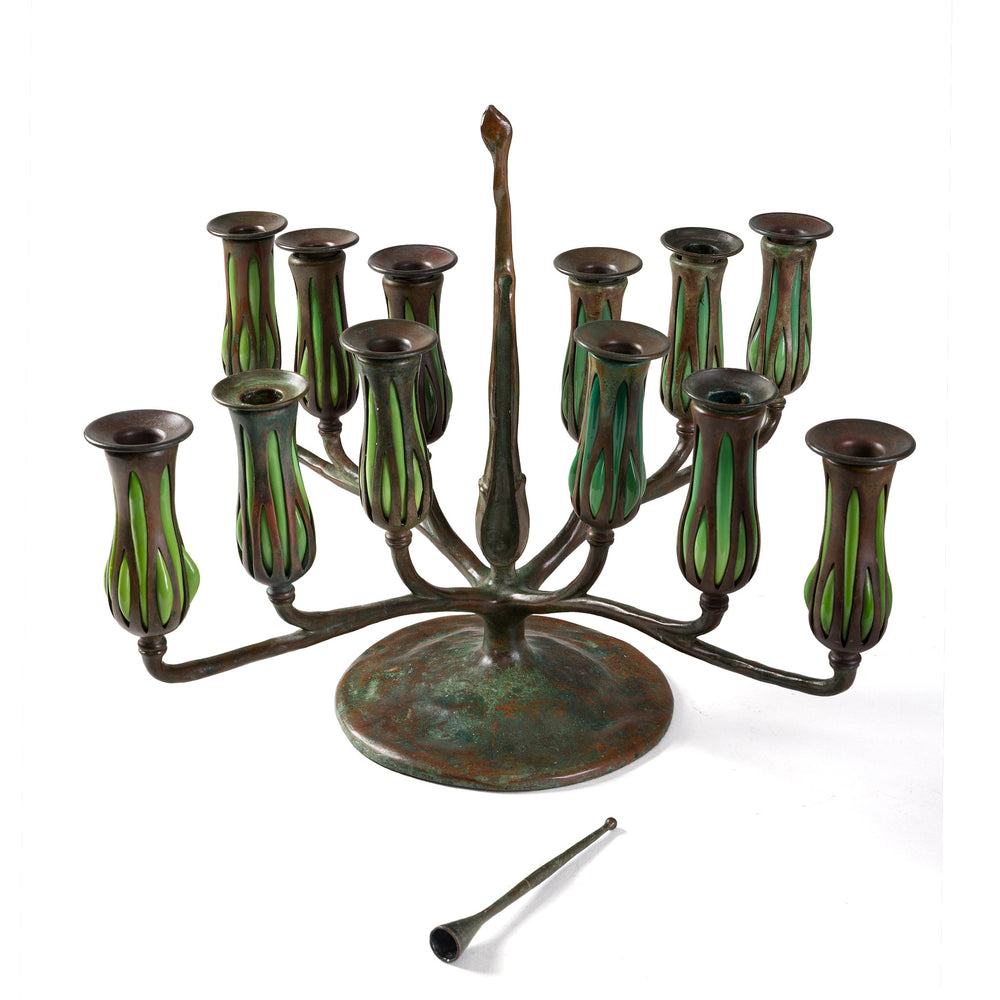 
                      
                        Macklowe Gallery Tiffany Studios New York Pair of "Pineapple" Candelabrum
                      
                    