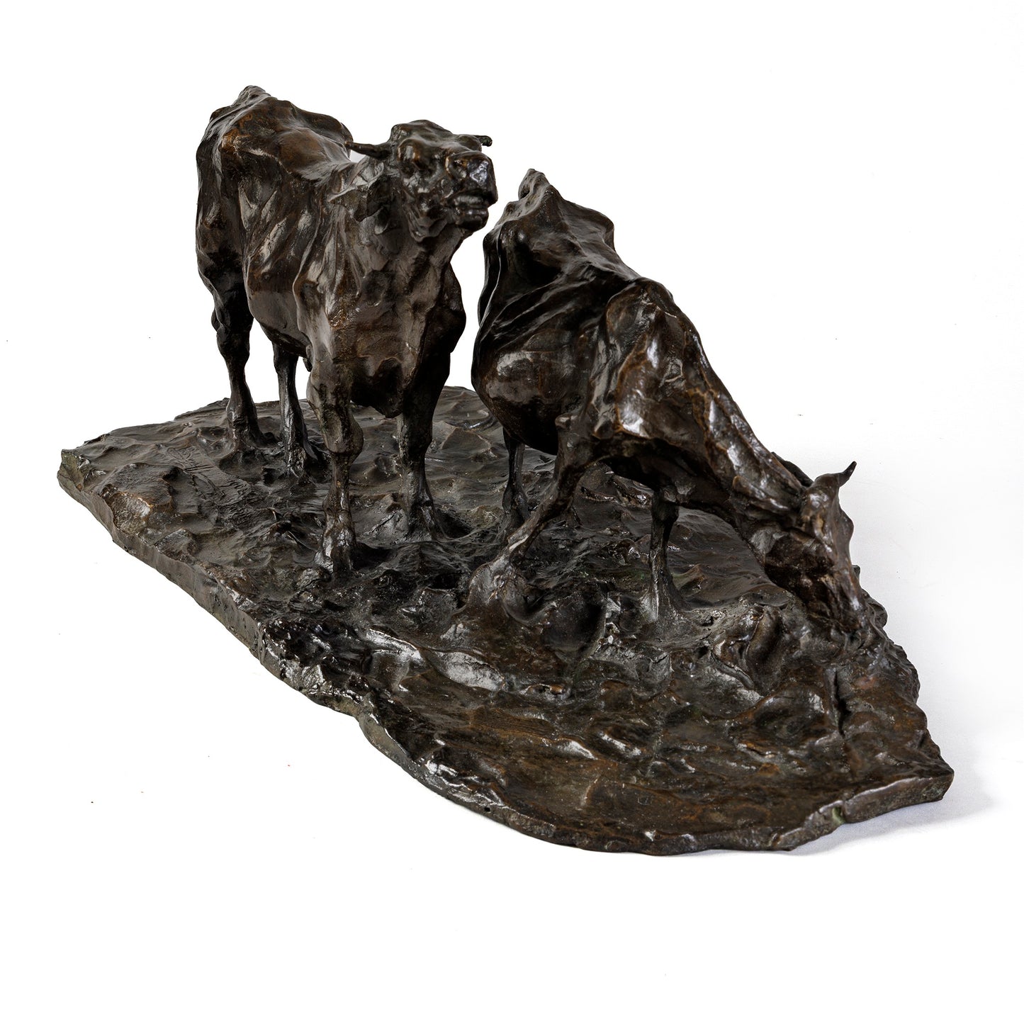 Macklowe Gallery Rembrandt Bugatti "Vache Broutant et Taureau Meuglant" Bronze Sculpture