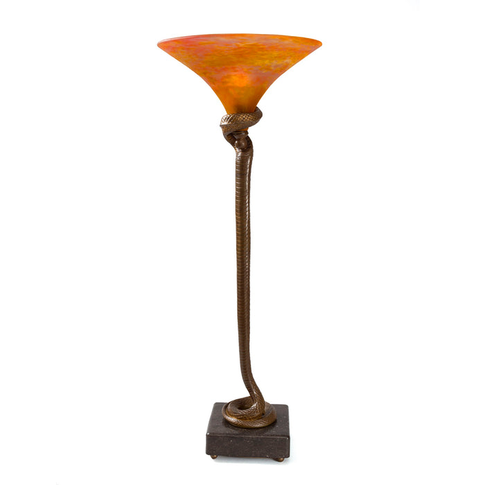 Macklowe Gallery Edgar Brandt and Daum “La Tentation” Table Lamp