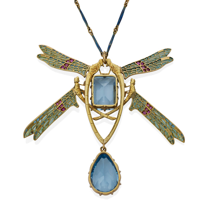 Macklowe Gallery René Lalique Four Damselflies Pendant Necklace