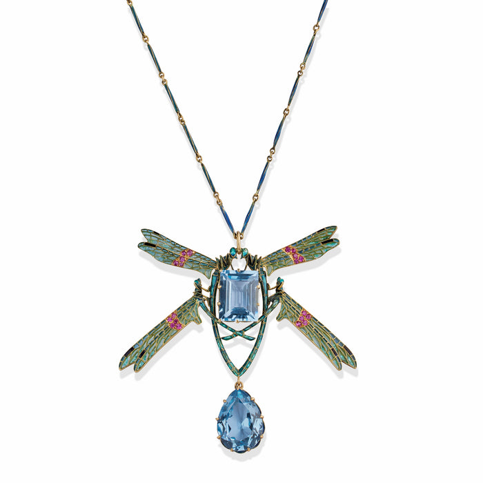 Macklowe Gallery René Lalique Four Damselflies Pendant Necklace