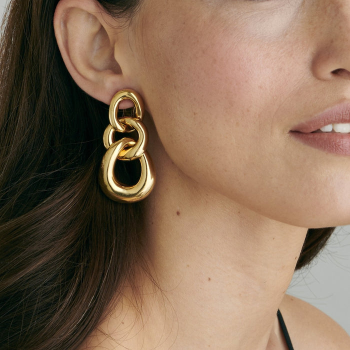 Macklowe Gallery David Webb Gold Triple Curb Link Earrings