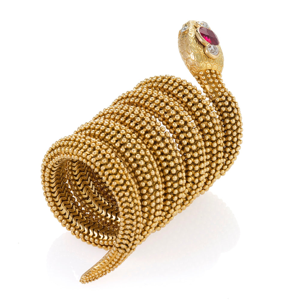 
                      
                        Macklowe Gallery Bulgari Ceylon Ruby "Serpenti" Bracelet Watch
                      
                    