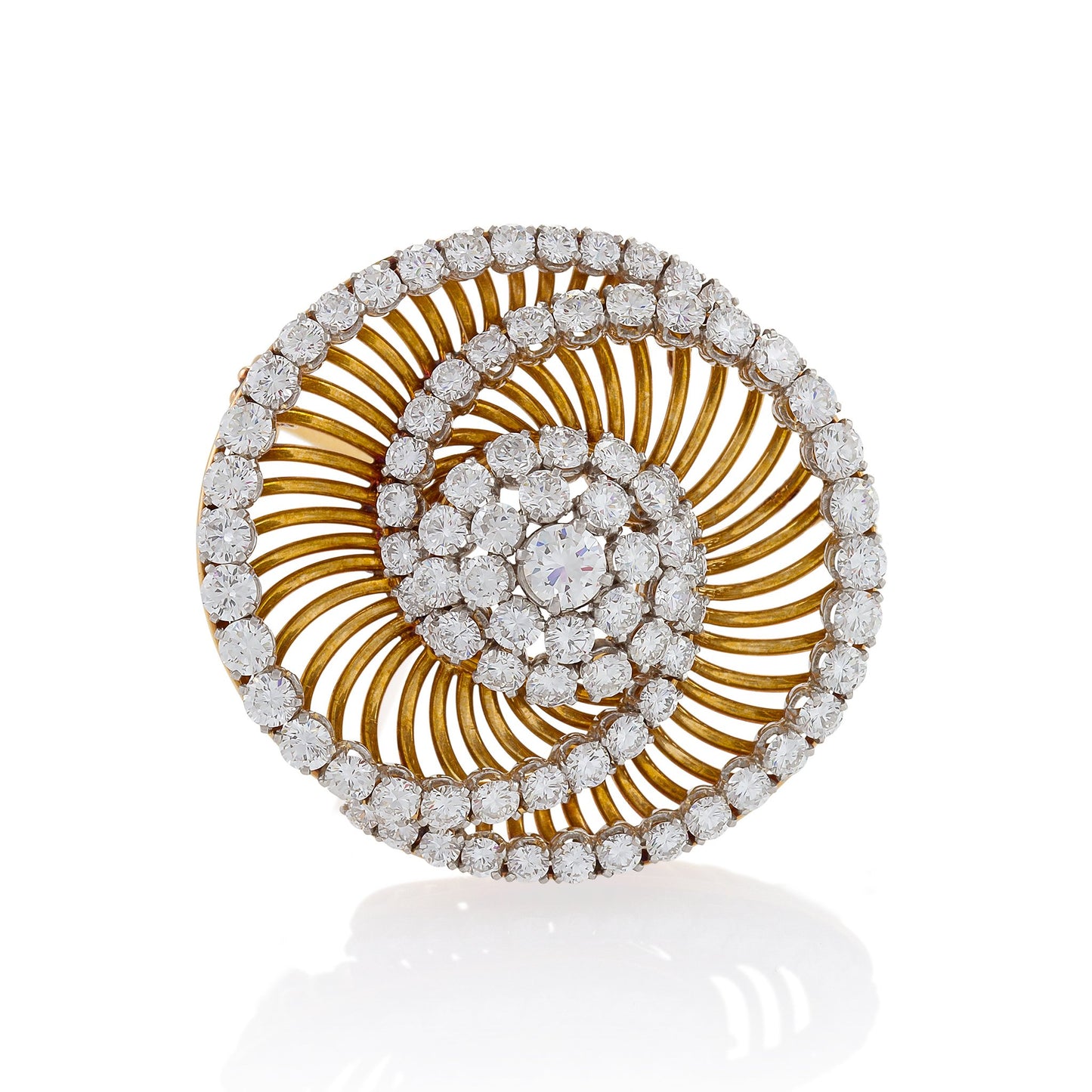 Macklowe Gallery Bulgari Gold and Diamond Spiral Brooch