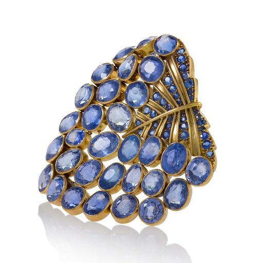 Macklowe Gallery René Boivin Sapphire “Feuille” Brooch