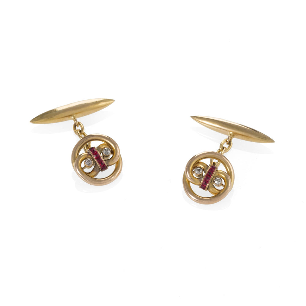 Macklowe Gallery Ruby and Diamond Cuff Links