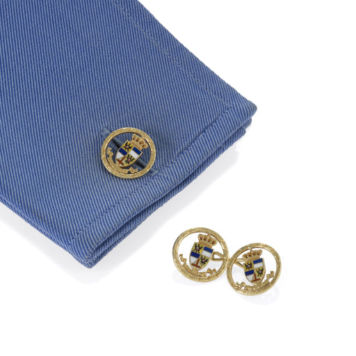 Macklowe Gallery Heraldic Shield Gold and Enamel Cuff Links