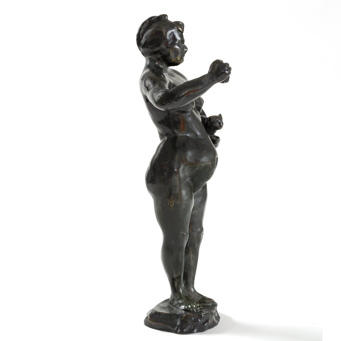 Macklowe Gallery François-Rupert Carabin "Woman and Cat" Patinated Bronze Sculpture