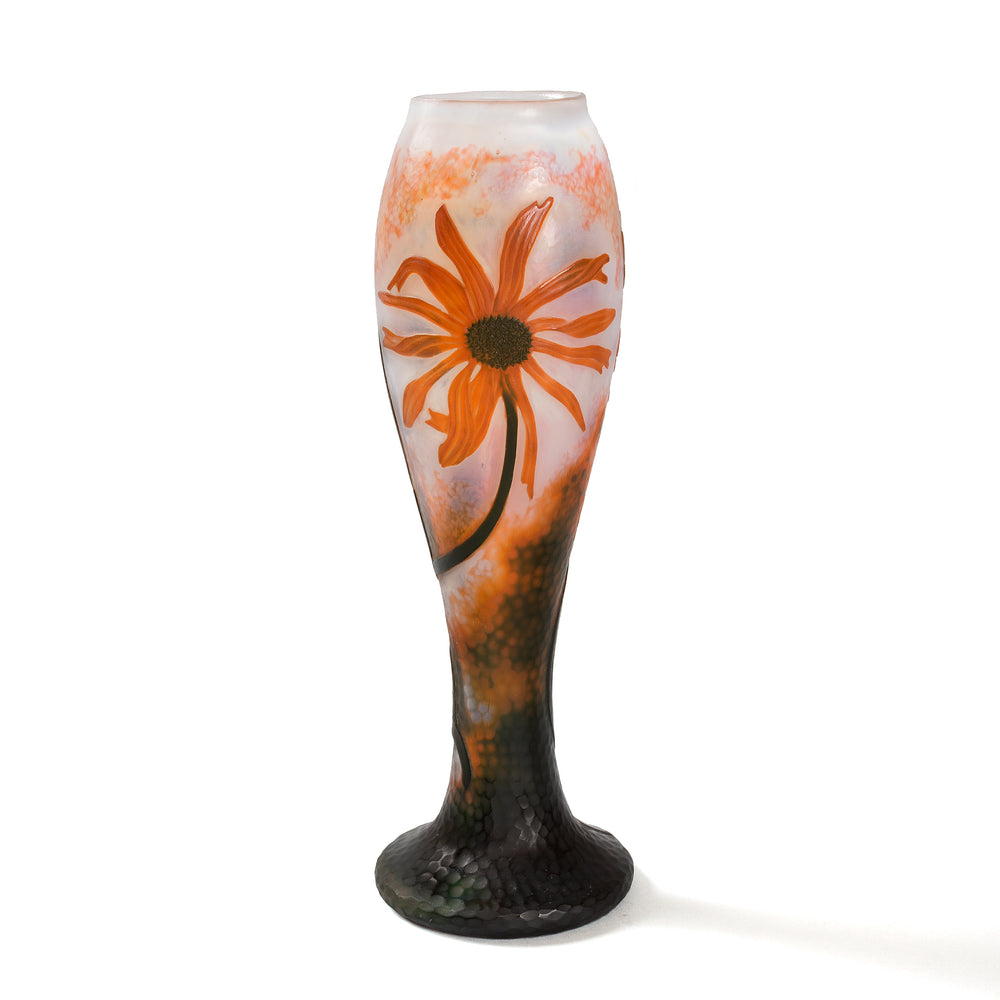 Daum Nancy Coneflower Cameo Glass Vase