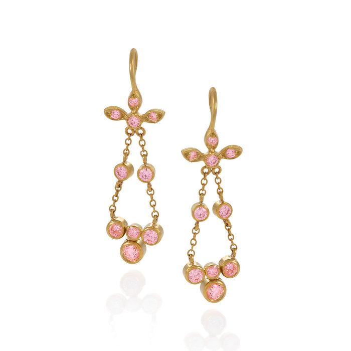 Macklowe Gallery Gold and Pink Sapphire Flexible Drop Earrings 