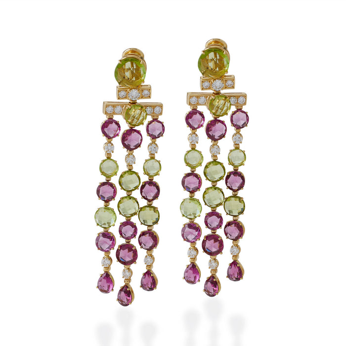 Macklowe Gallery Bulgari Rome Tourmaline and Peridot Cascade Pendant Earrings