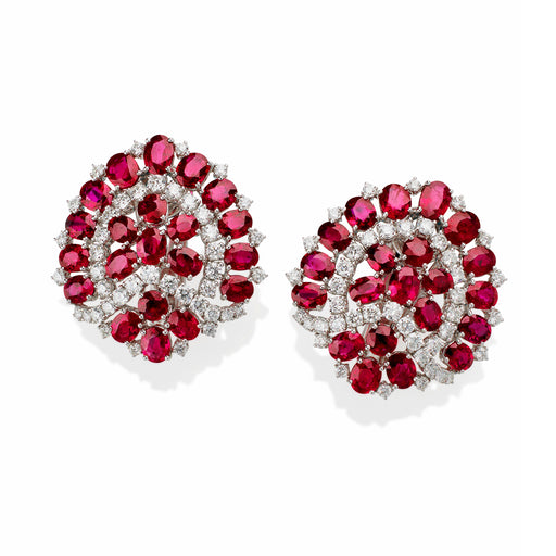 Macklowe Gallery Bulgari Roma 1960s Ruby and Diamond Clip Earrings