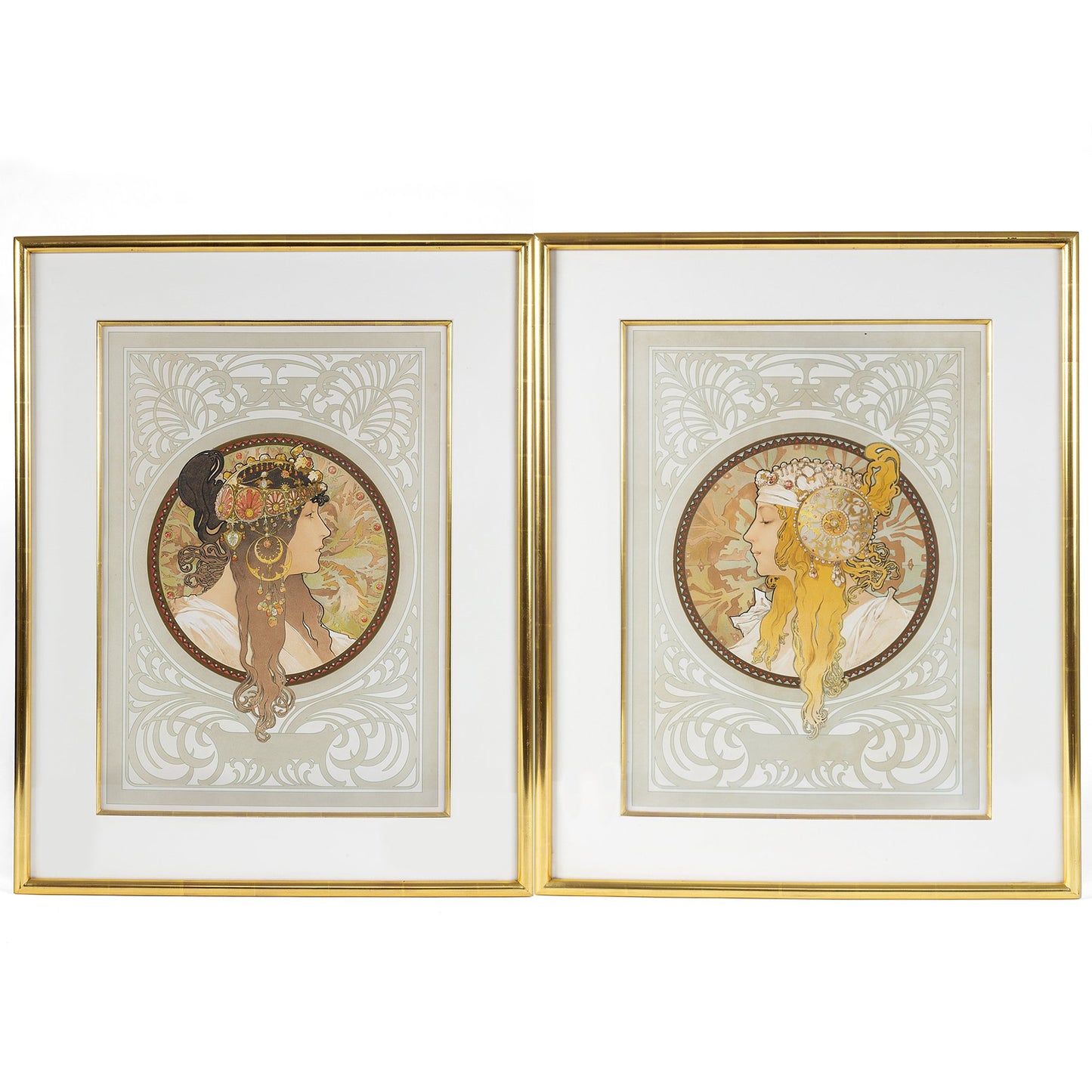 Macklowe Gallery Alphonse Mucha Pair of "Byzantine Heads" Lithographs