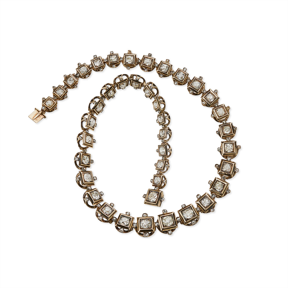 
                      
                        Macklowe Gallery Antique Old Mine-cut Diamond Rivière Necklace
                      
                    