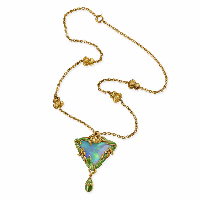 Macklowe Gallery Marcus & Co. Black Opal and Enamel Pendant Necklace