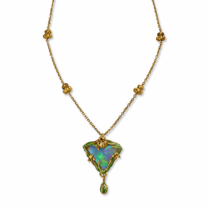 Macklowe Gallery Marcus & Co. Black Opal and Enamel Pendant Necklace